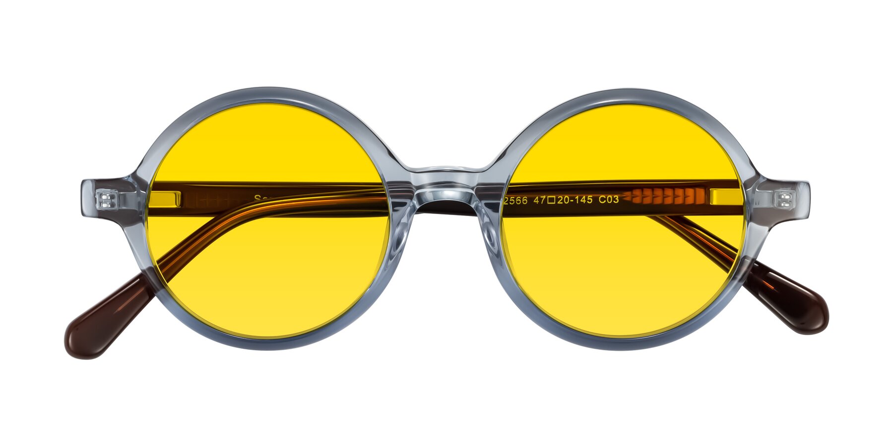 Folded Front of Serene in Faded Blue with Yellow Tinted Lenses