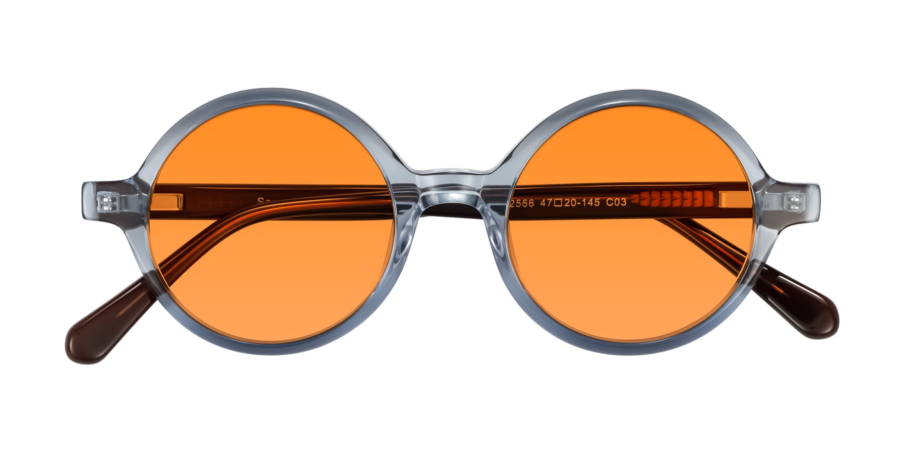 Folded Front of Serene in Faded Blue with Orange Tinted Lenses