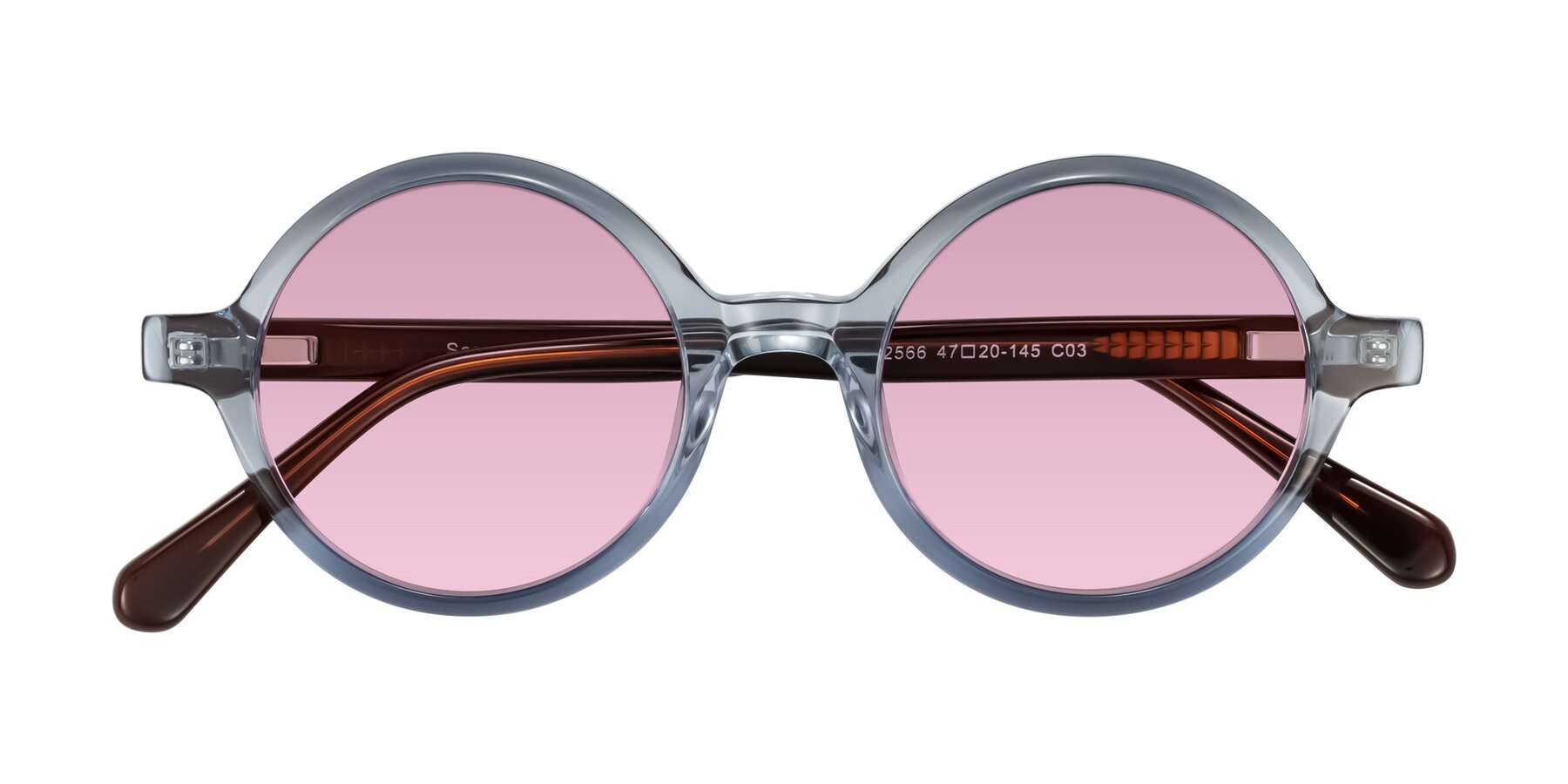 Folded Front of Serene in Faded Blue with Light Wine Tinted Lenses