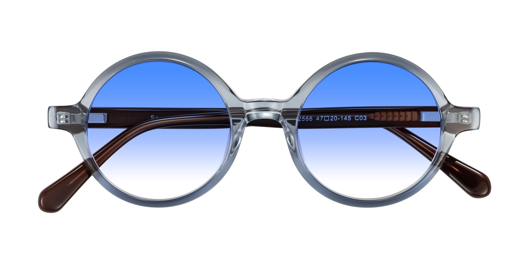 Folded Front of Serene in Faded Blue with Blue Gradient Lenses