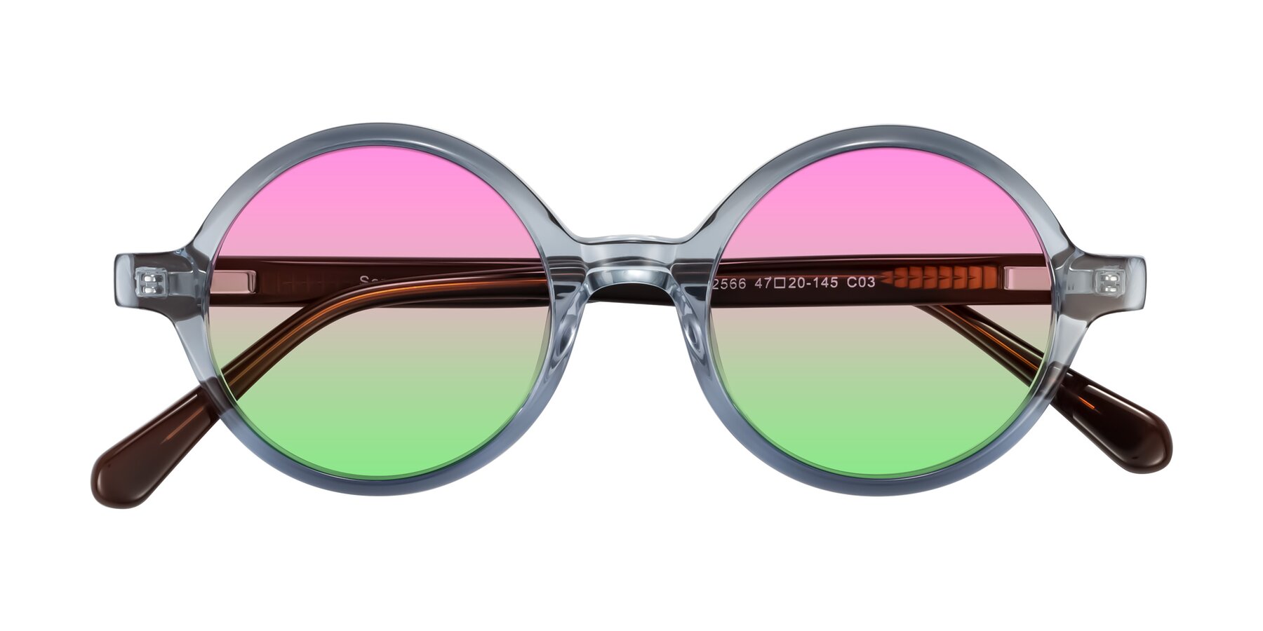 Folded Front of Serene in Faded Blue with Pink / Green Gradient Lenses