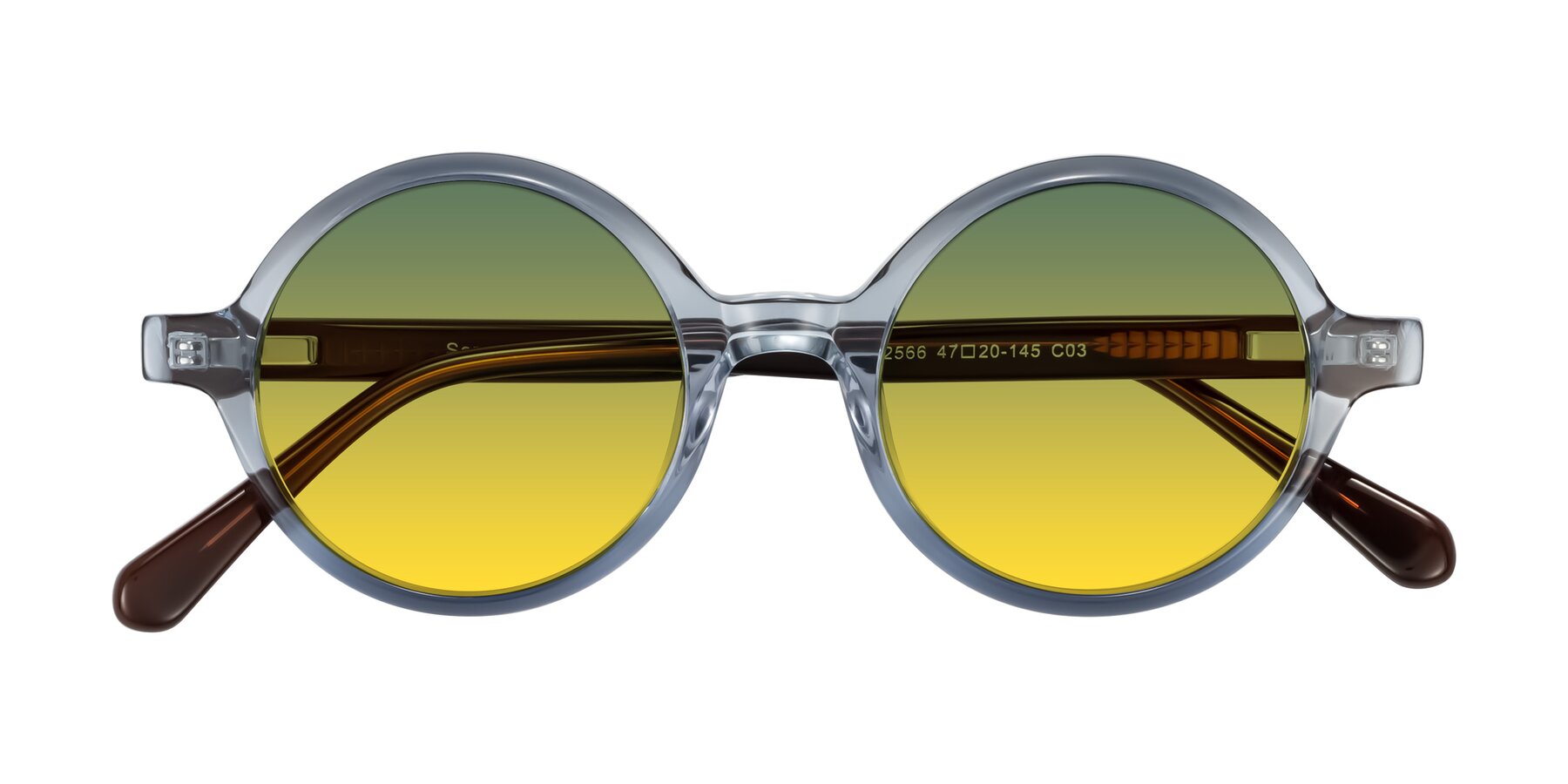 Folded Front of Serene in Faded Blue with Green / Yellow Gradient Lenses