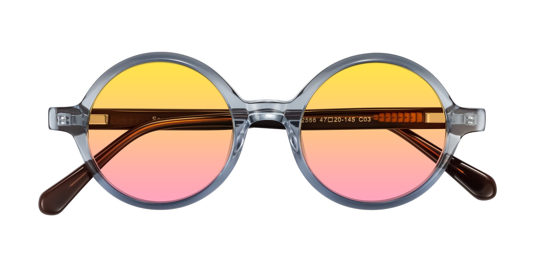 Folded Front of Serene in Faded Blue with Yellow / Pink Gradient Lenses
