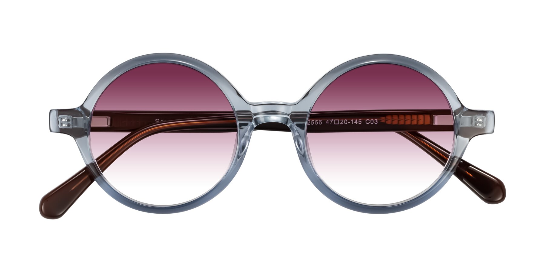 Folded Front of Serene in Faded Blue with Wine Gradient Lenses