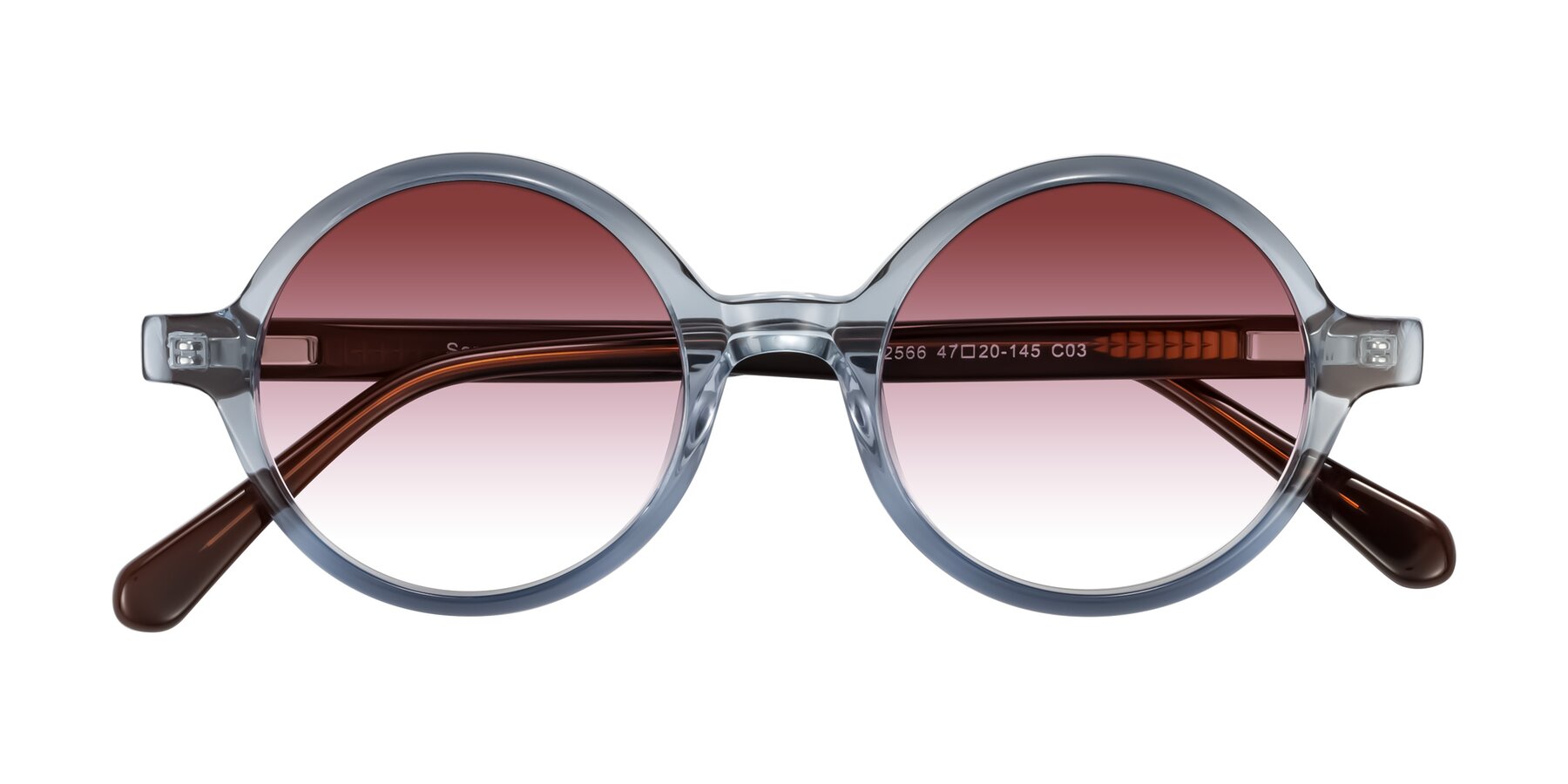 Folded Front of Serene in Faded Blue with Garnet Gradient Lenses
