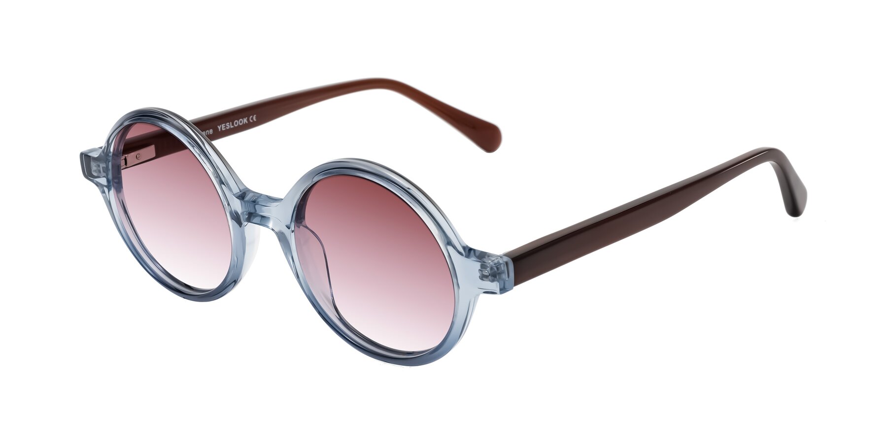 Angle of Serene in Faded Blue with Garnet Gradient Lenses