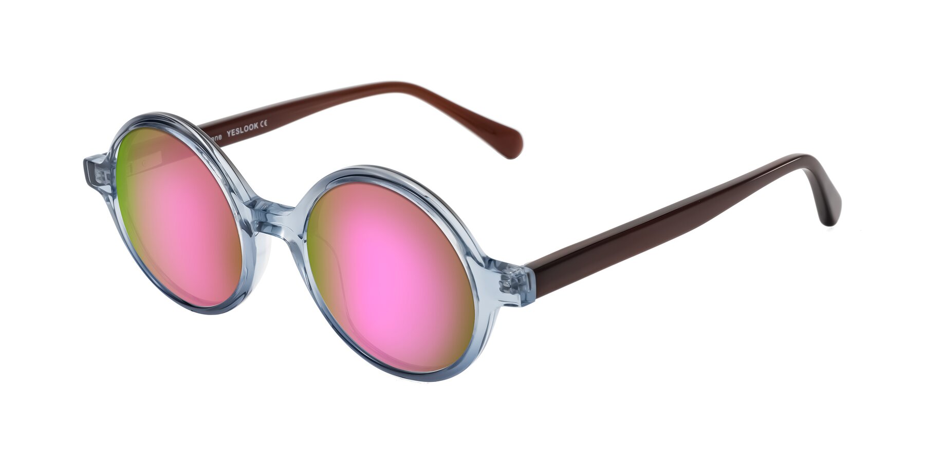 Angle of Serene in Faded Blue with Pink Mirrored Lenses
