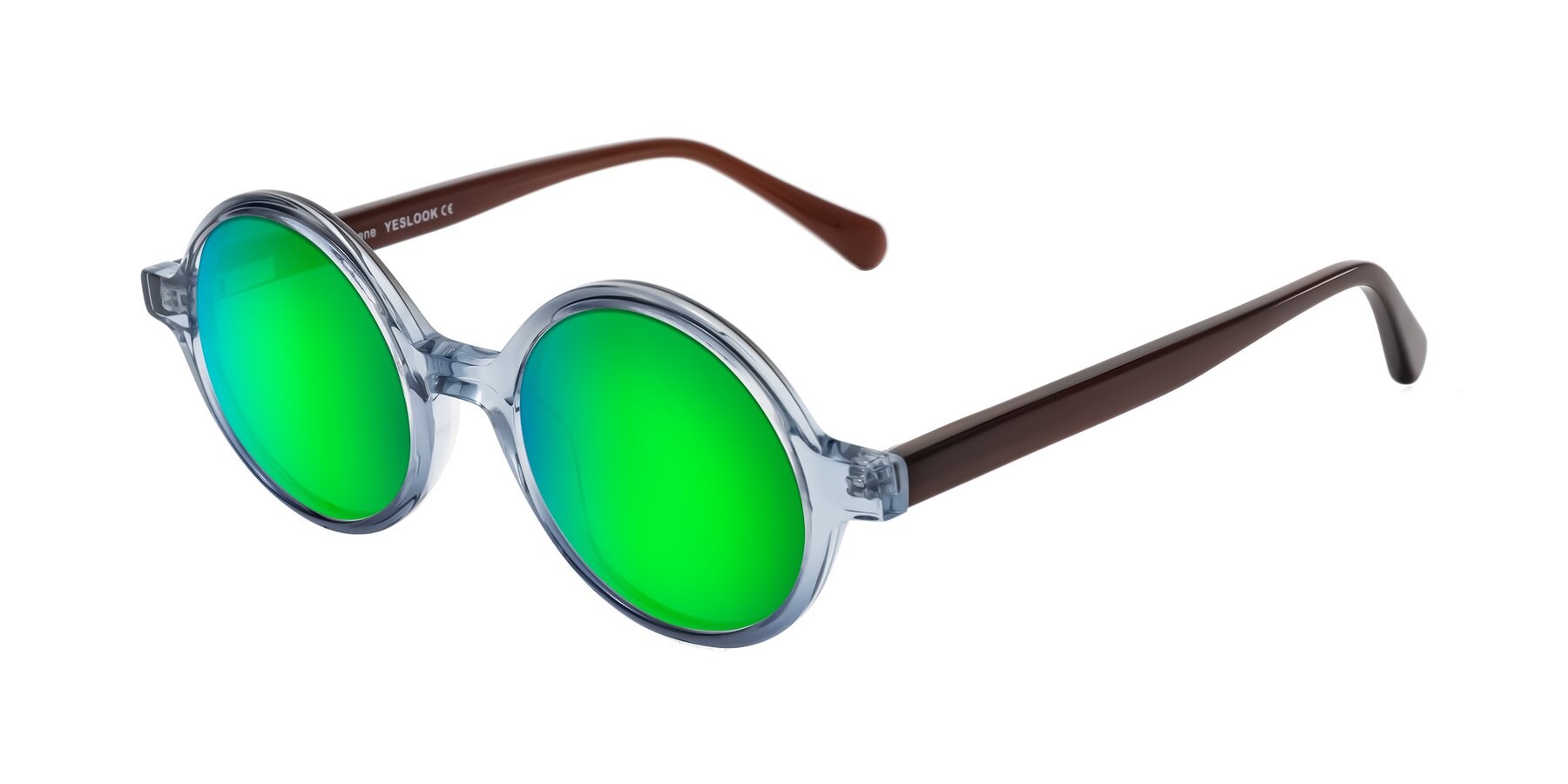 Angle of Serene in Faded Blue with Green Mirrored Lenses
