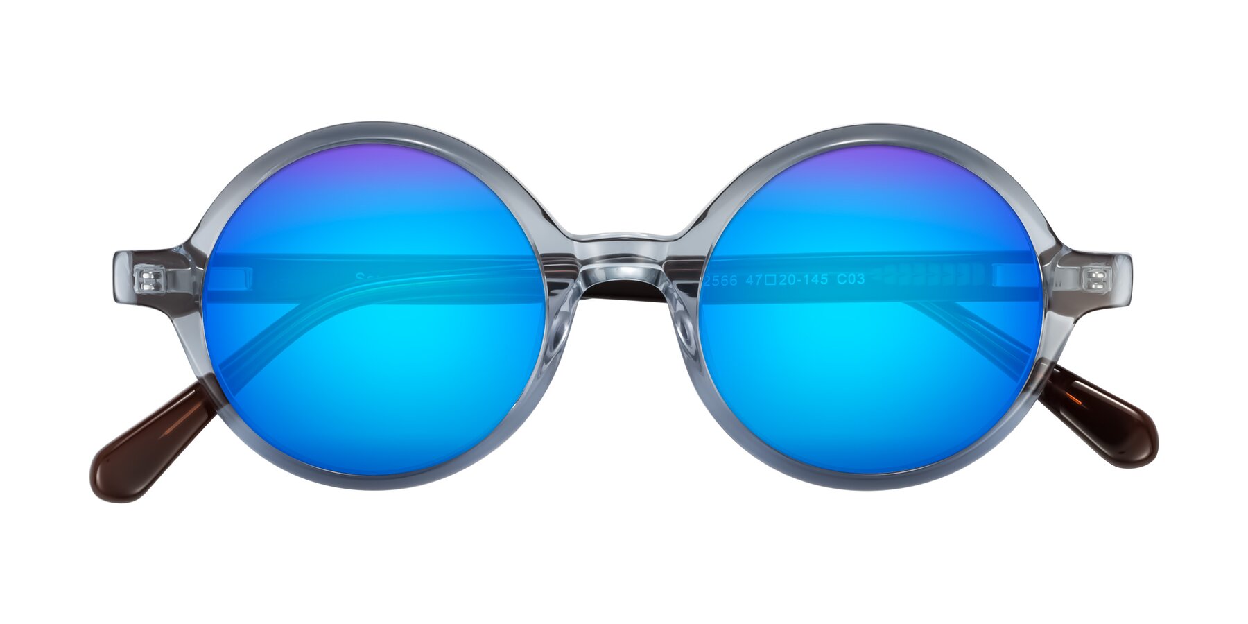 Folded Front of Serene in Faded Blue with Blue Mirrored Lenses