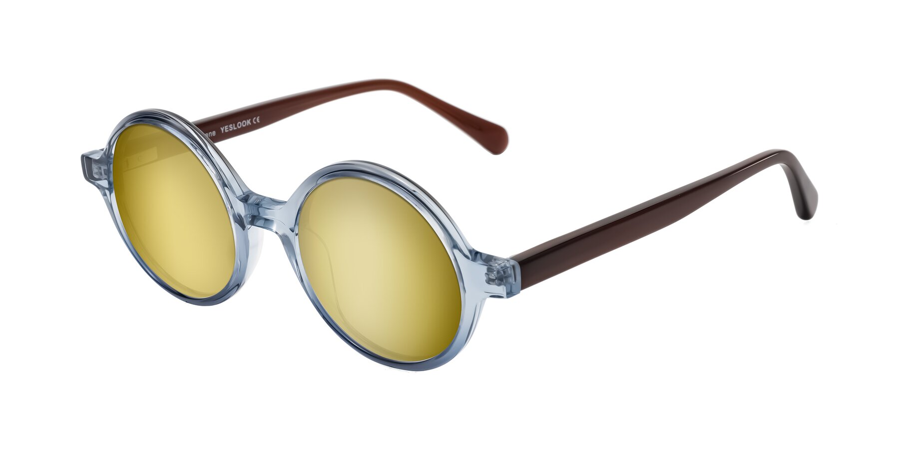Angle of Serene in Faded Blue with Gold Mirrored Lenses