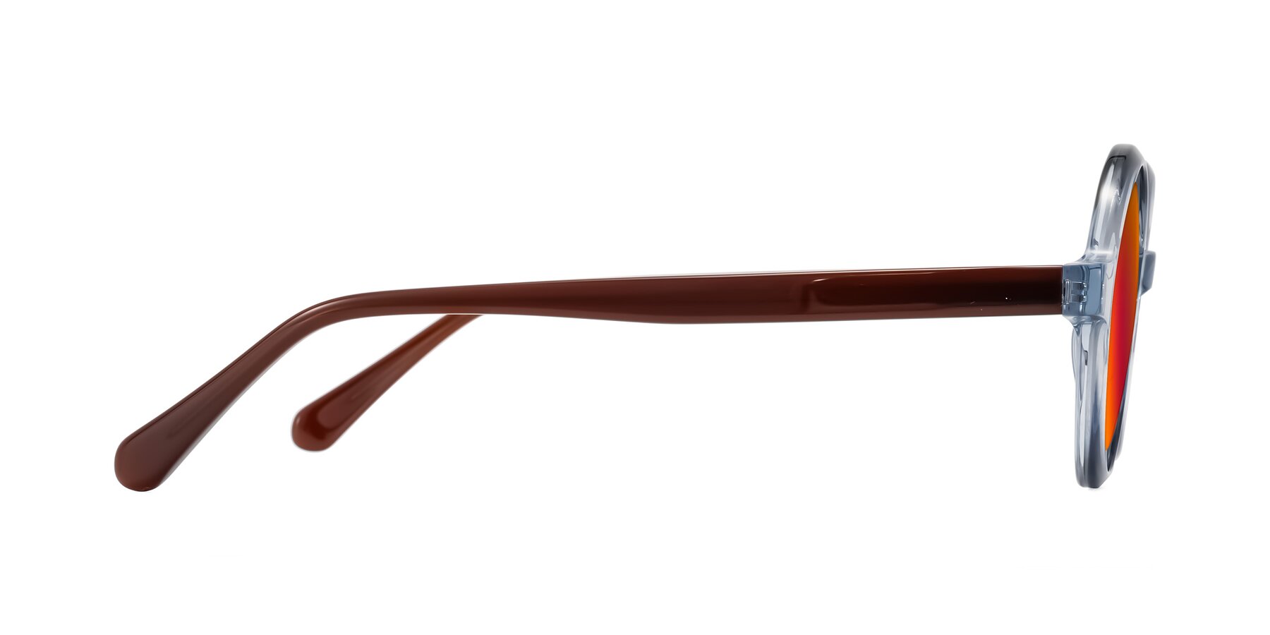 Side of Serene in Faded Blue with Red Gold Mirrored Lenses