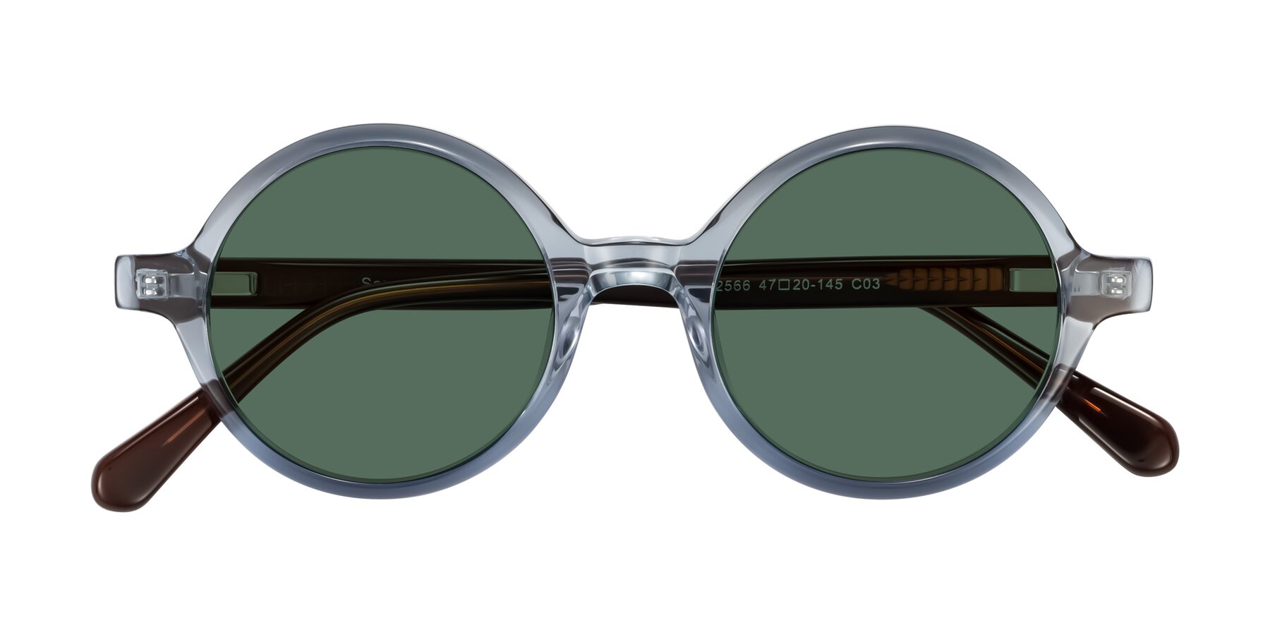 Folded Front of Serene in Faded Blue with Green Polarized Lenses