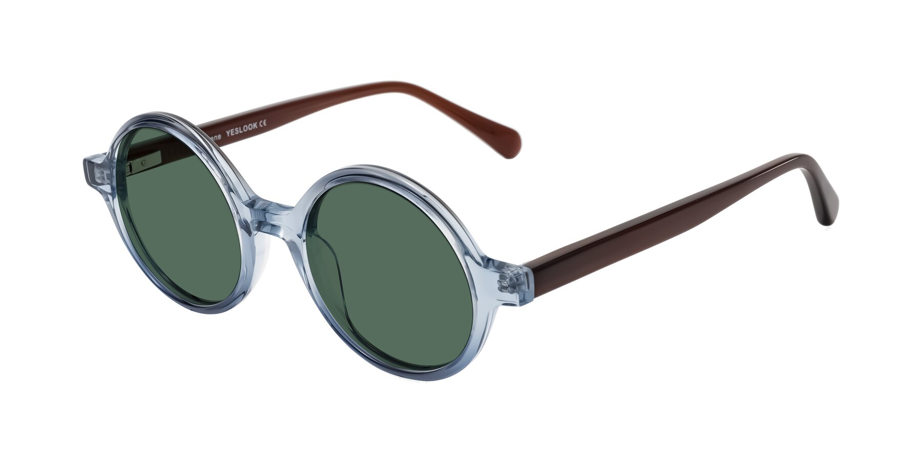 Angle of Serene in Faded Blue with Green Polarized Lenses