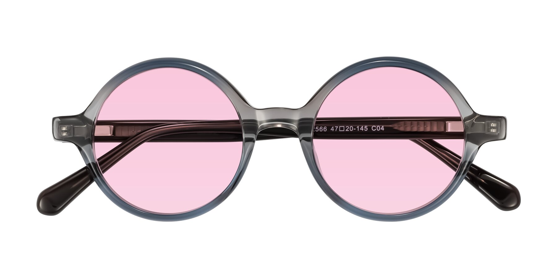 Folded Front of Serene in Faded Gray with Light Pink Tinted Lenses
