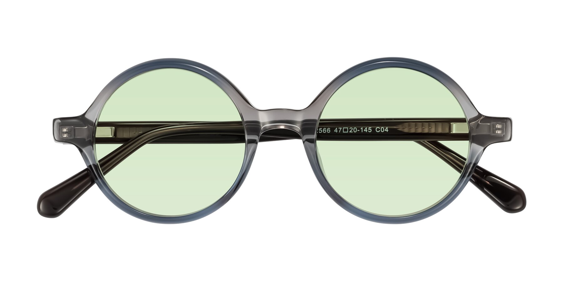Folded Front of Serene in Faded Gray with Light Green Tinted Lenses