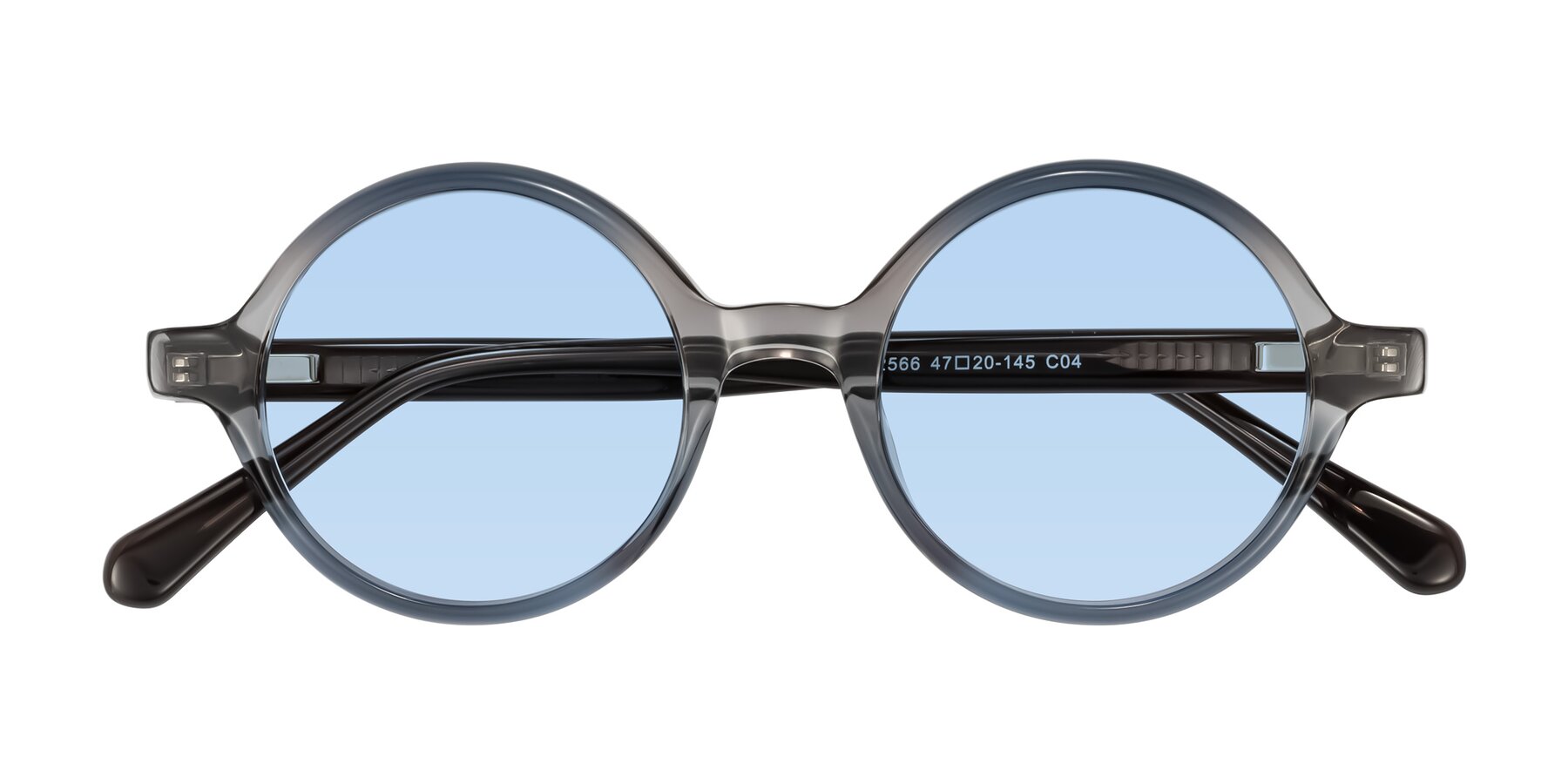 Folded Front of Serene in Faded Gray with Light Blue Tinted Lenses