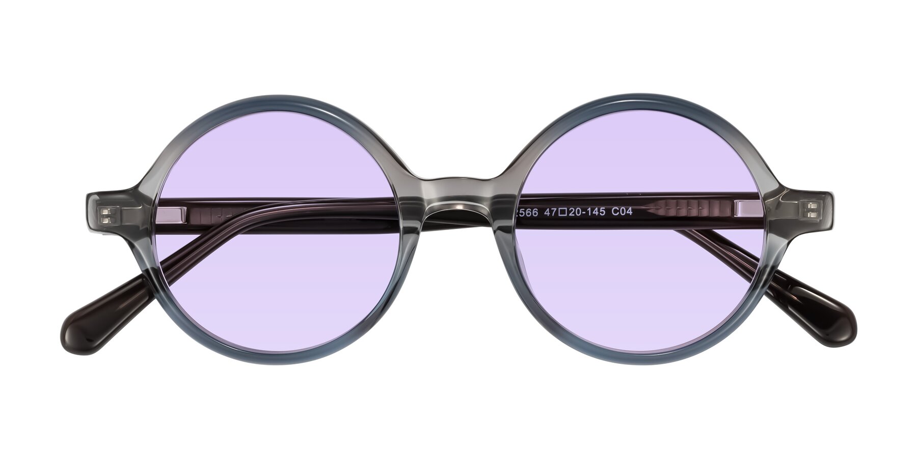 Folded Front of Serene in Faded Gray with Light Purple Tinted Lenses