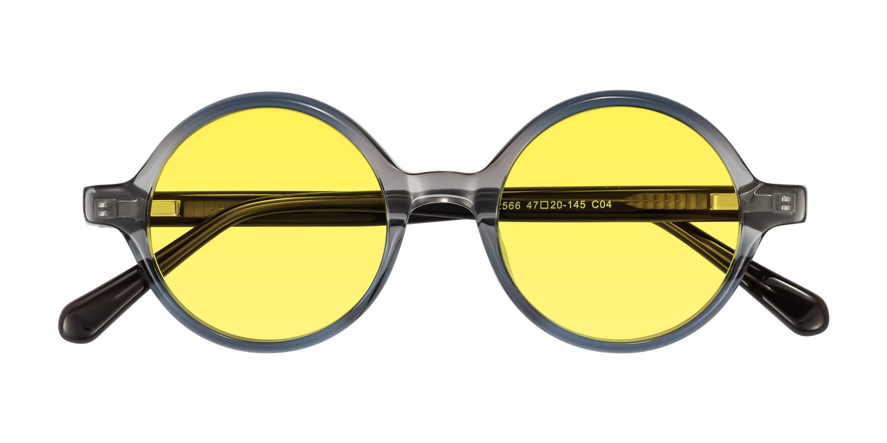 Folded Front of Serene in Faded Gray with Medium Yellow Tinted Lenses
