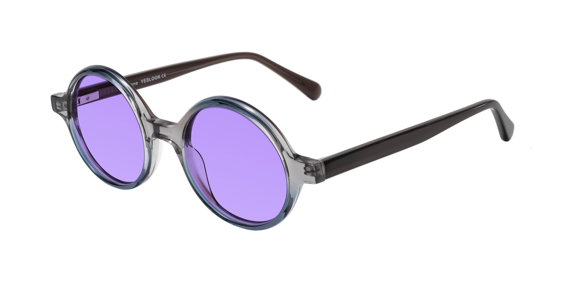 Angle of Serene in Faded Gray with Medium Purple Tinted Lenses