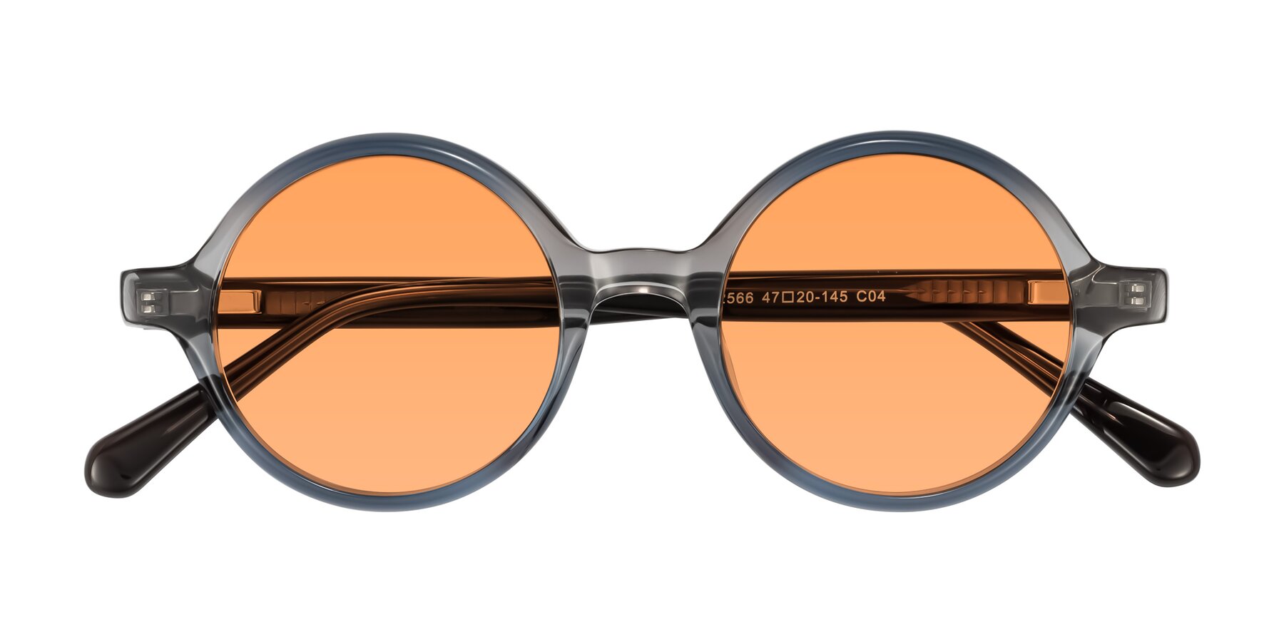 Folded Front of Serene in Faded Gray with Medium Orange Tinted Lenses