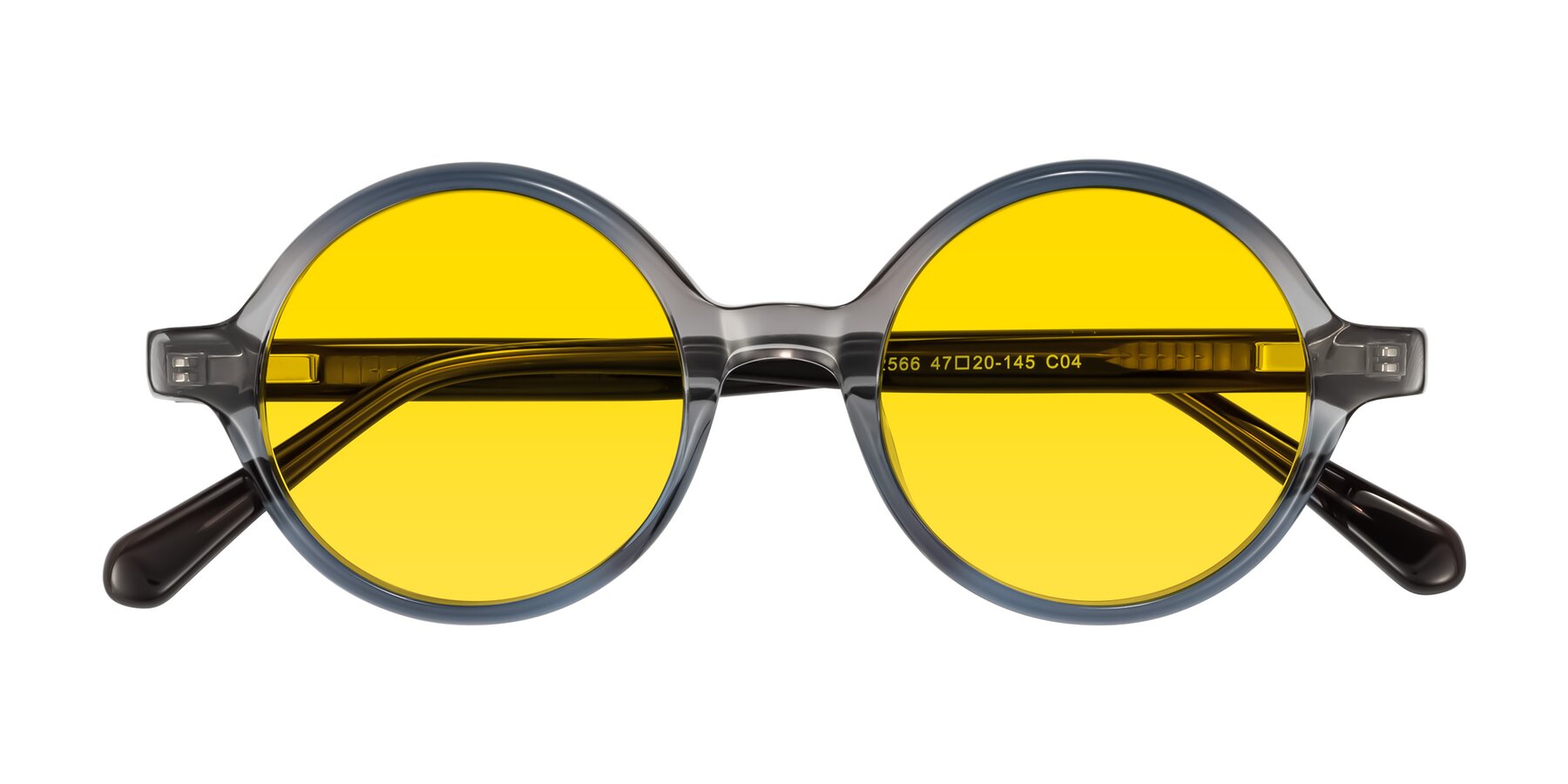 Folded Front of Serene in Faded Gray with Yellow Tinted Lenses
