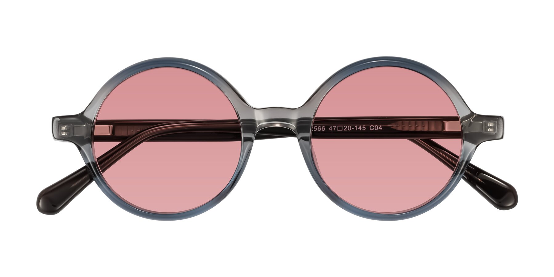 Folded Front of Serene in Faded Gray with Medium Garnet Tinted Lenses