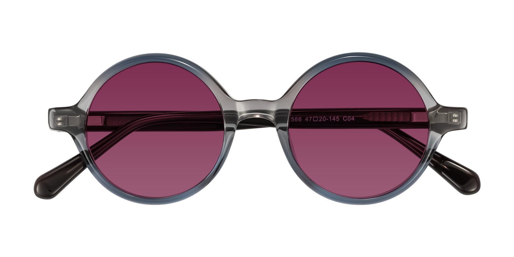 Folded Front of Serene in Faded Gray with Wine Tinted Lenses
