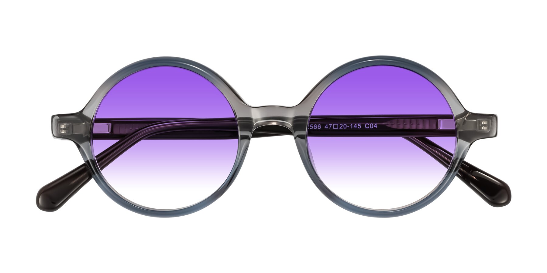Folded Front of Serene in Faded Gray with Purple Gradient Lenses