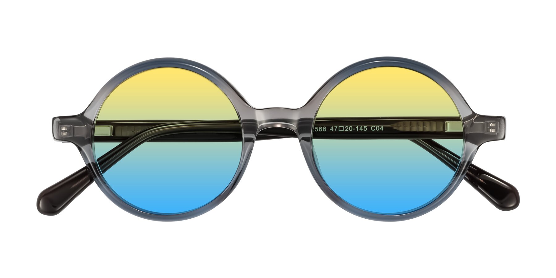 Folded Front of Serene in Faded Gray with Yellow / Blue Gradient Lenses
