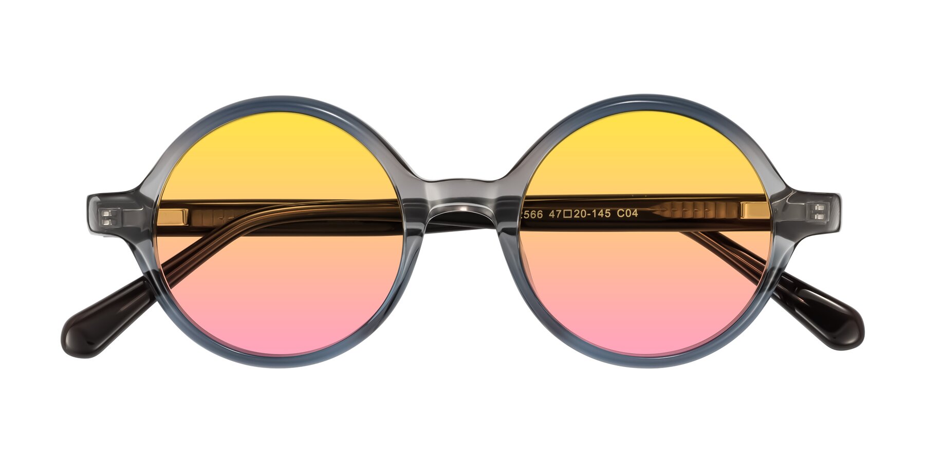 Folded Front of Serene in Faded Gray with Yellow / Pink Gradient Lenses