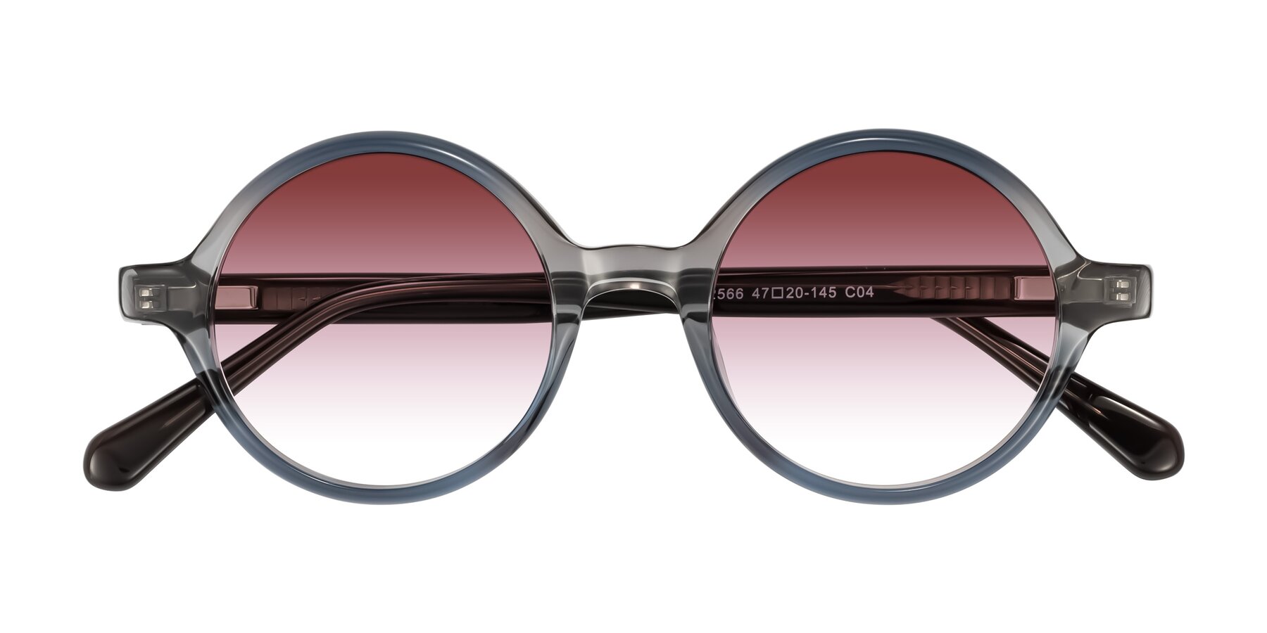 Folded Front of Serene in Faded Gray with Garnet Gradient Lenses