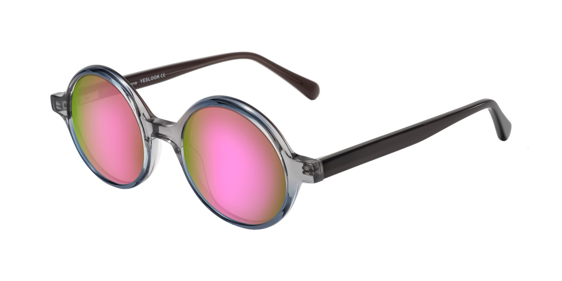 Angle of Serene in Faded Gray with Pink Mirrored Lenses