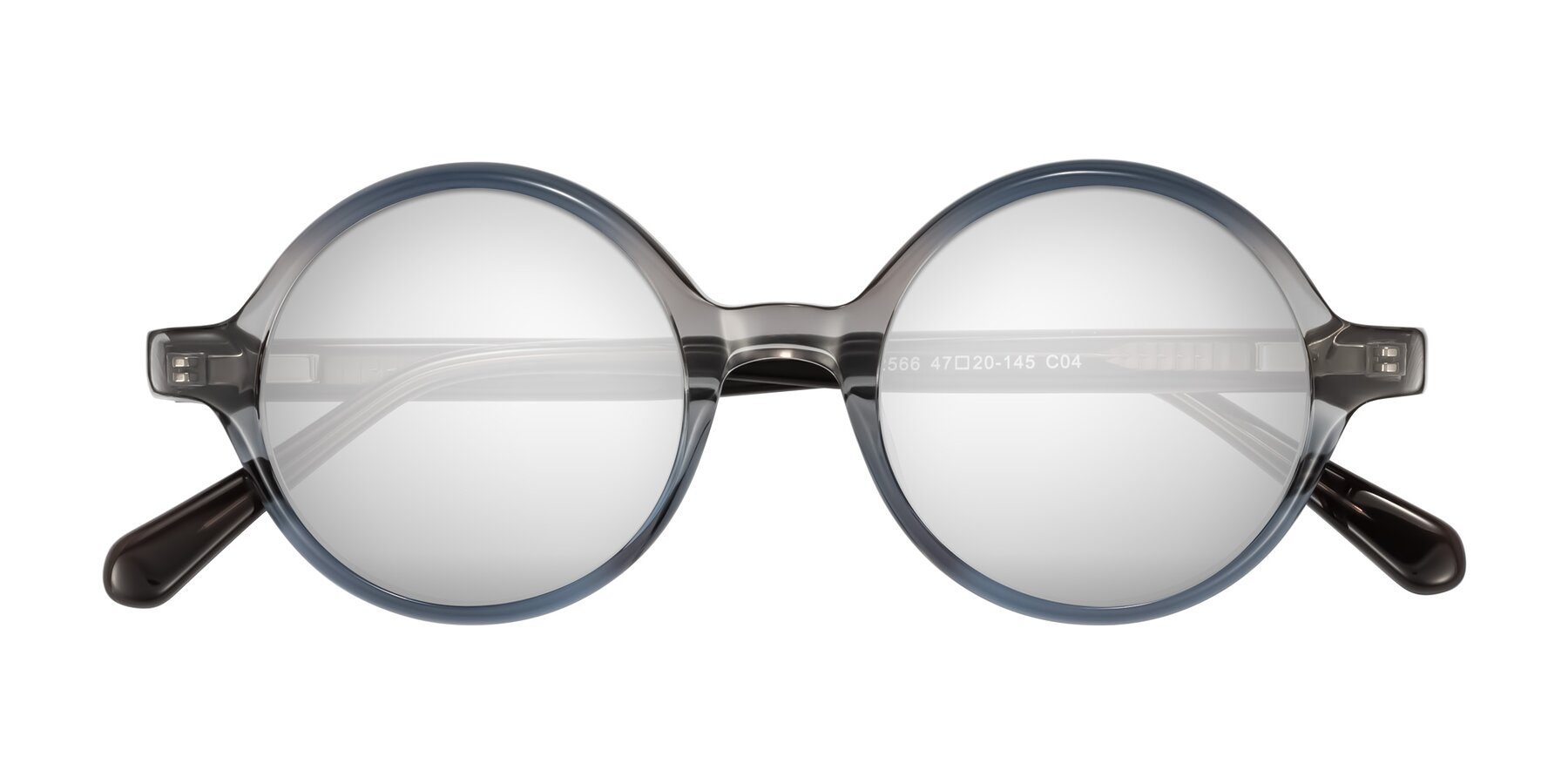 Folded Front of Serene in Faded Gray with Silver Mirrored Lenses