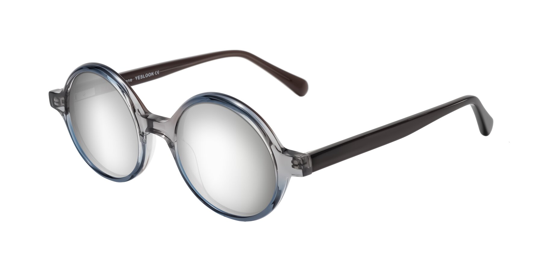 Angle of Serene in Faded Gray with Silver Mirrored Lenses