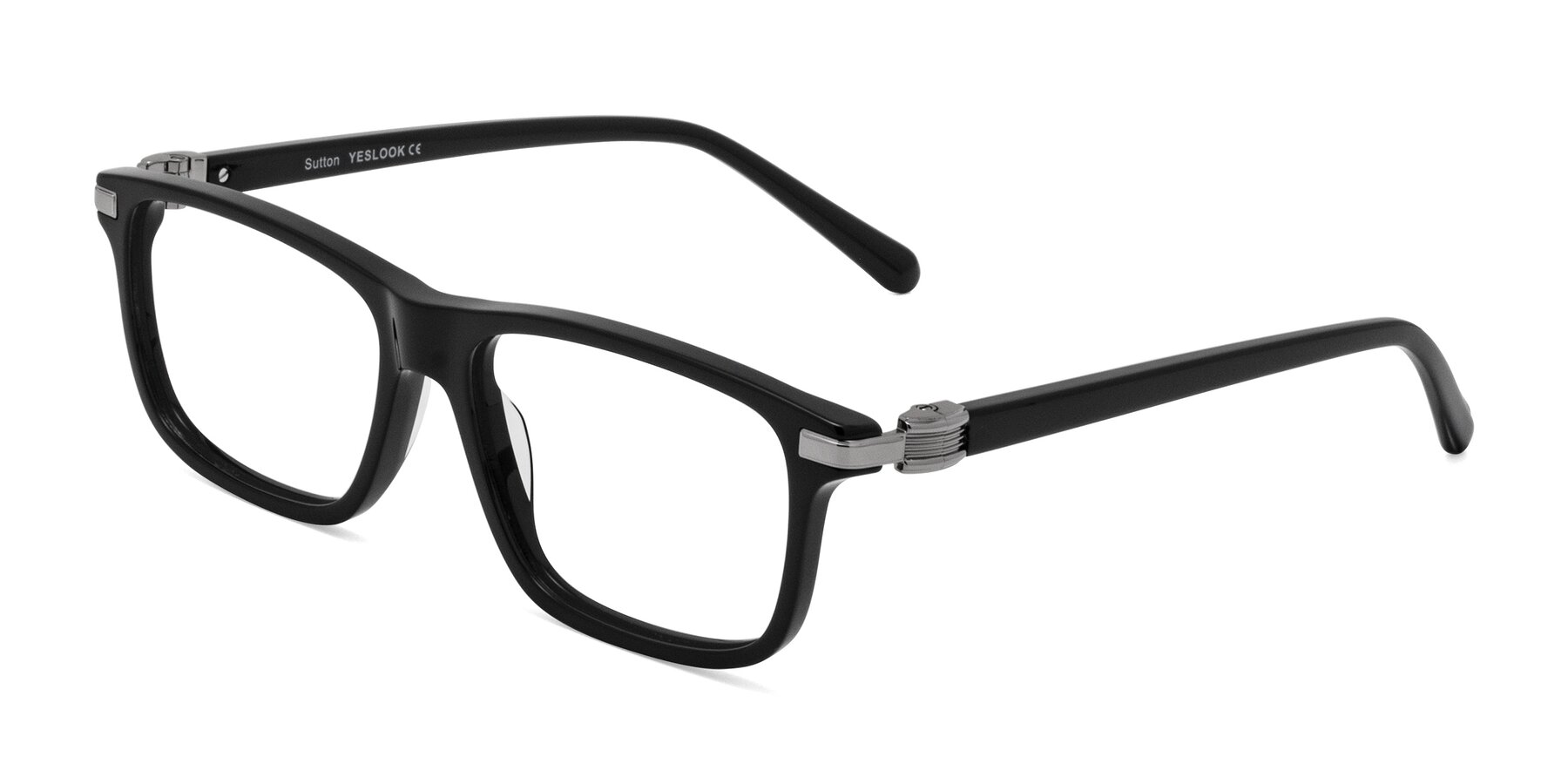 Angle of Sutton in Black with Clear Eyeglass Lenses