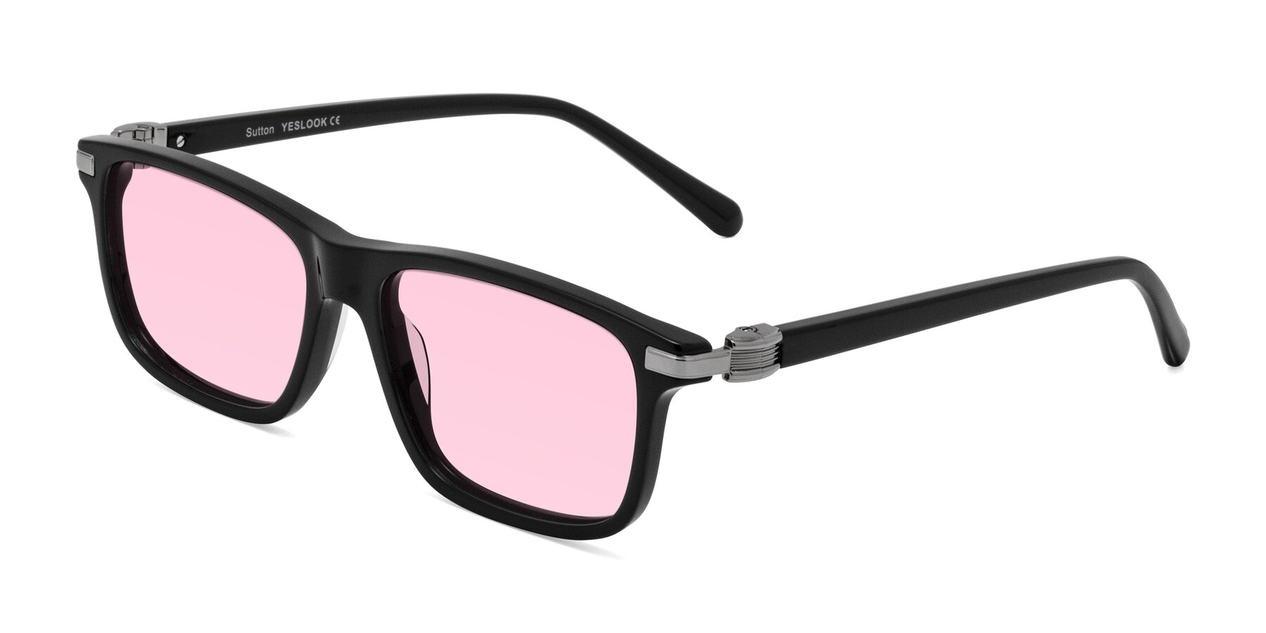 Angle of Sutton in Black with Light Pink Tinted Lenses