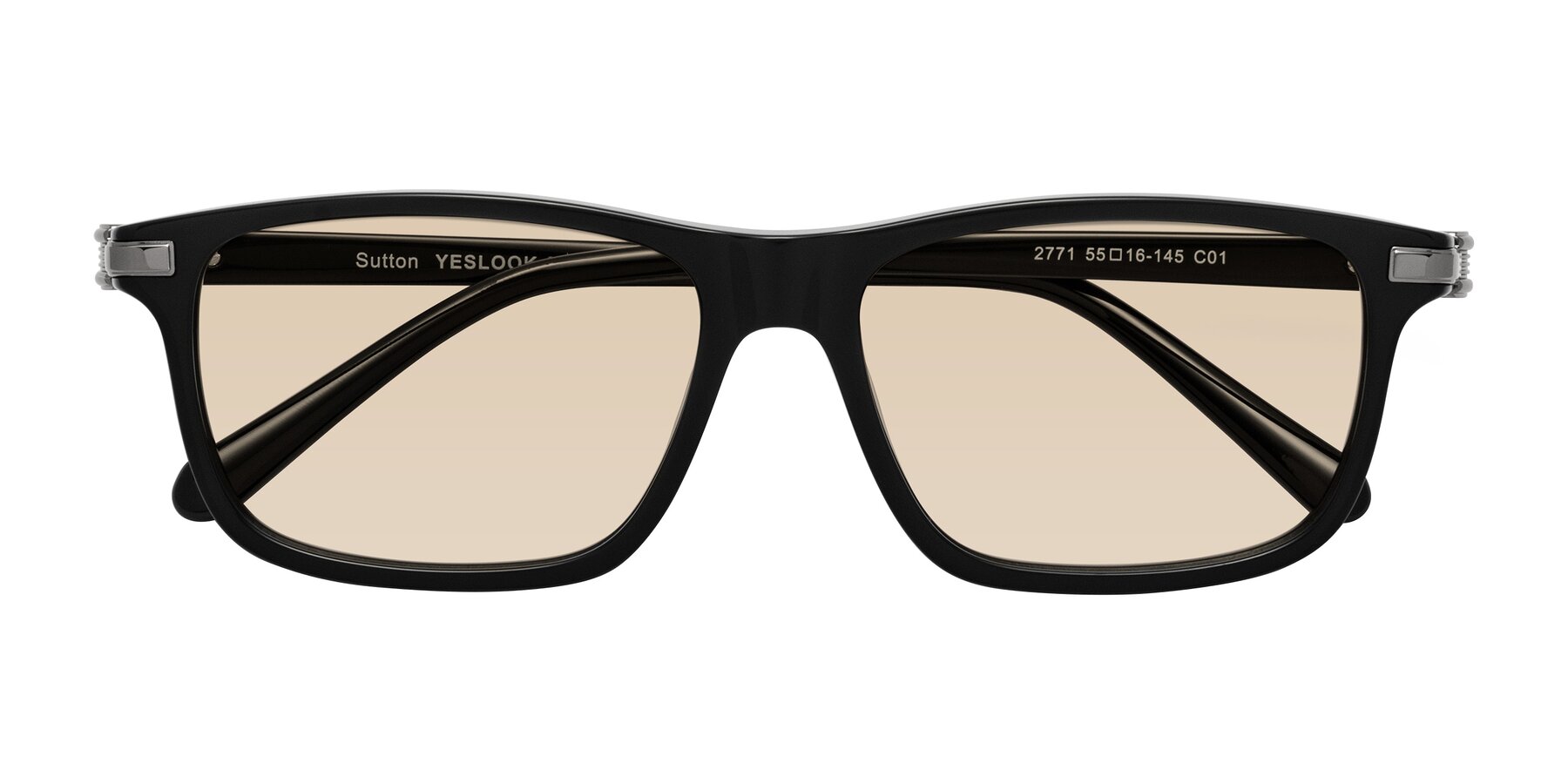 Folded Front of Sutton in Black with Light Brown Tinted Lenses