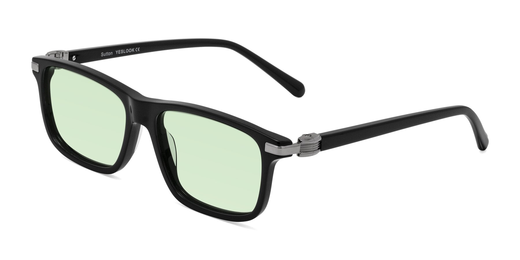 Angle of Sutton in Black with Light Green Tinted Lenses