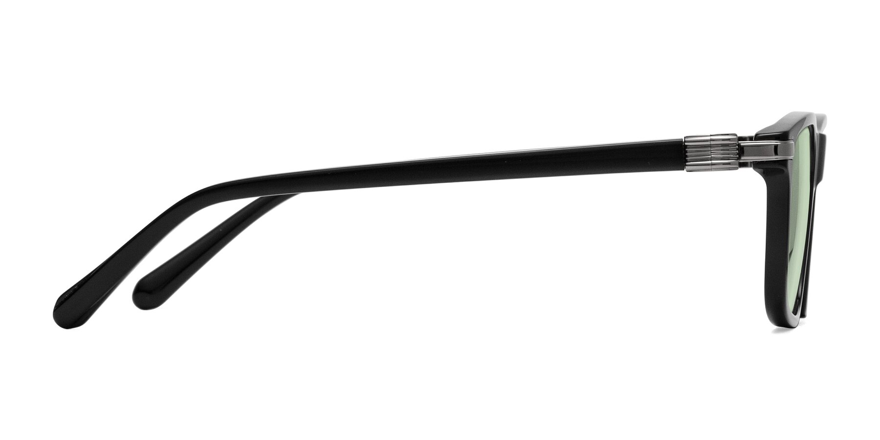 Side of Sutton in Black with Light Green Tinted Lenses