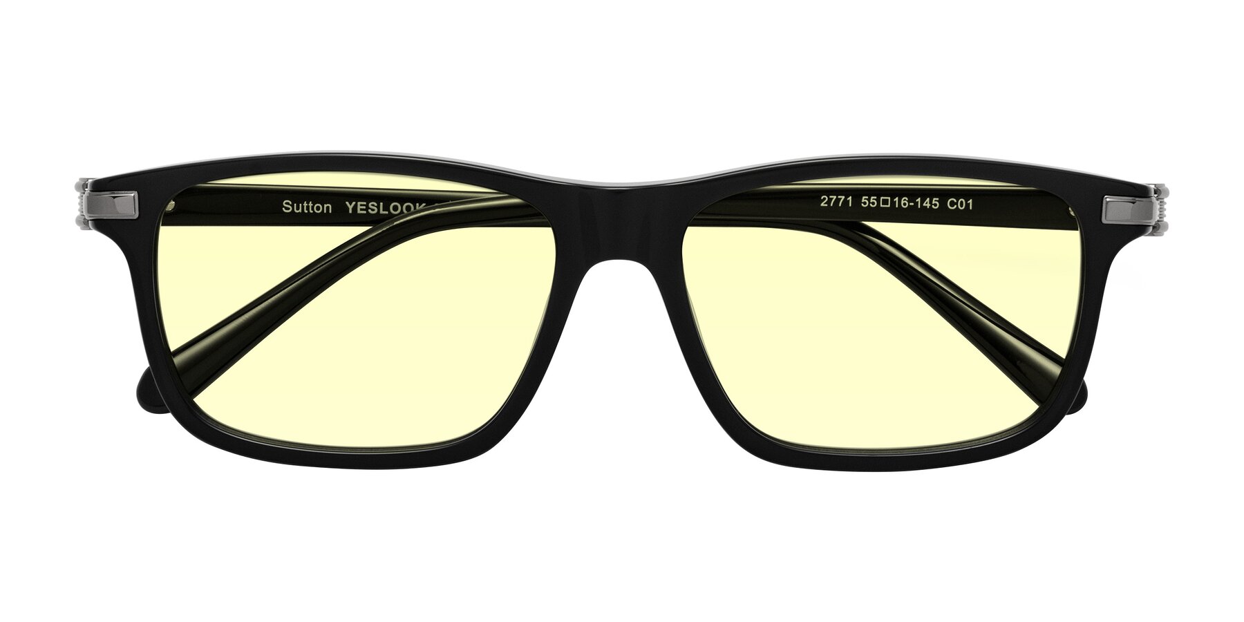 Folded Front of Sutton in Black with Light Yellow Tinted Lenses