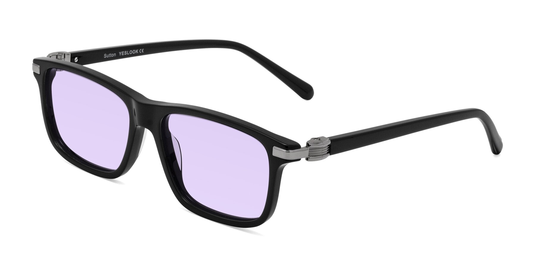 Angle of Sutton in Black with Light Purple Tinted Lenses