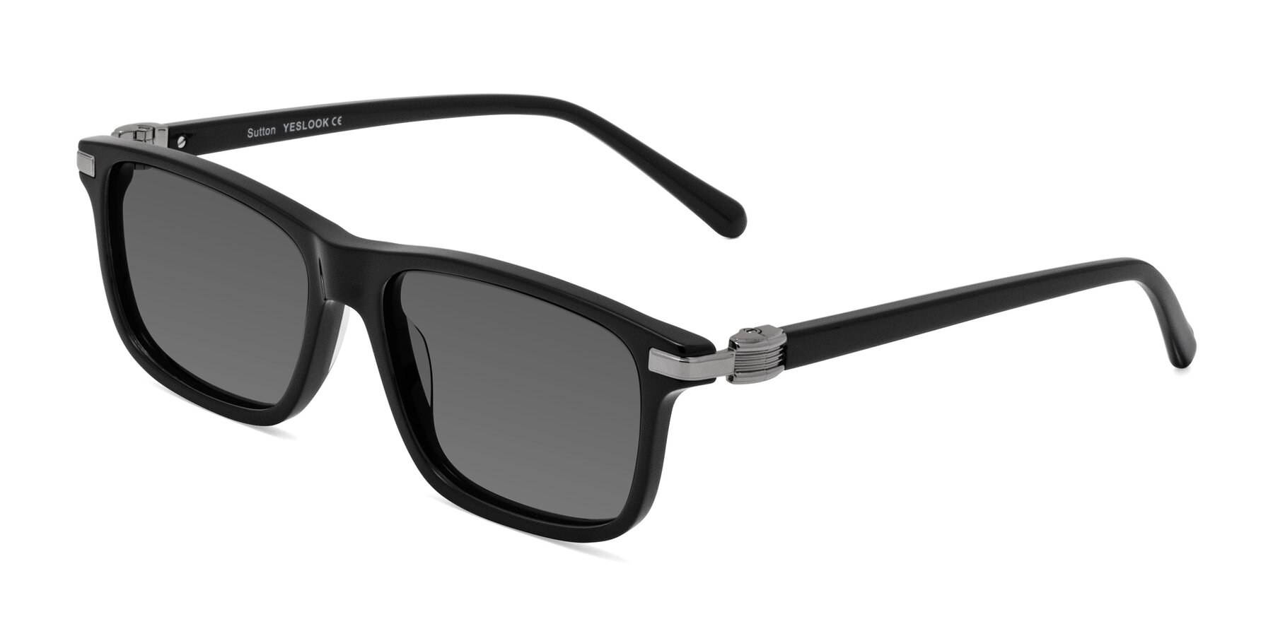 Angle of Sutton in Black with Medium Gray Tinted Lenses