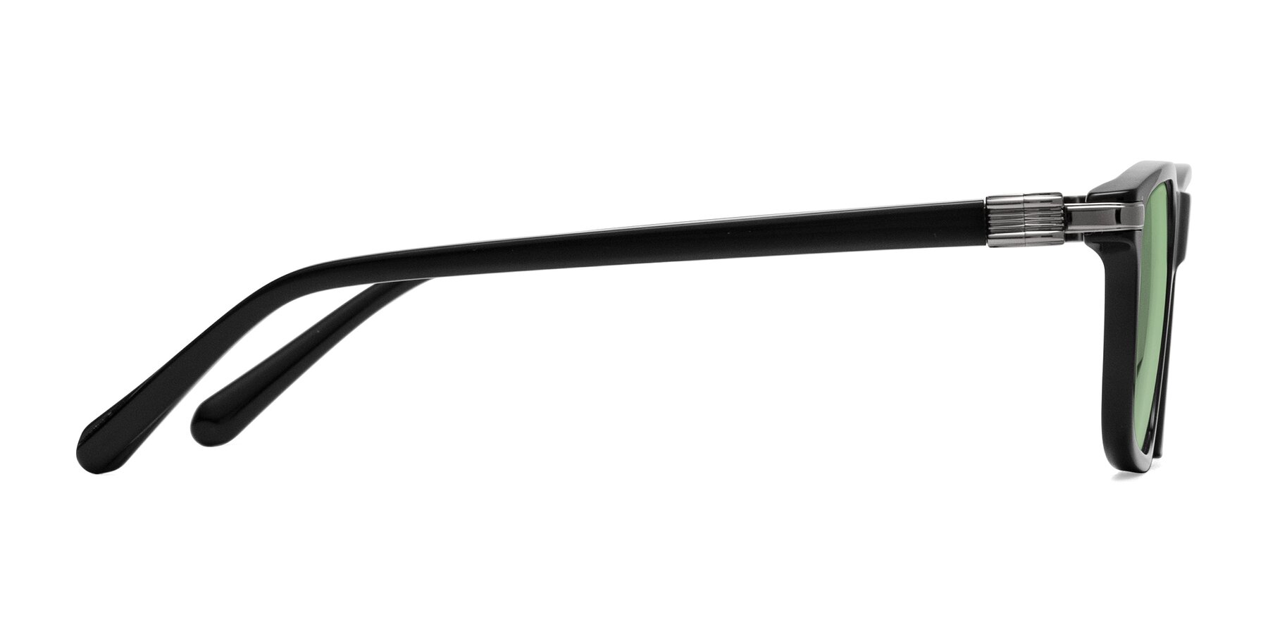 Side of Sutton in Black with Medium Green Tinted Lenses