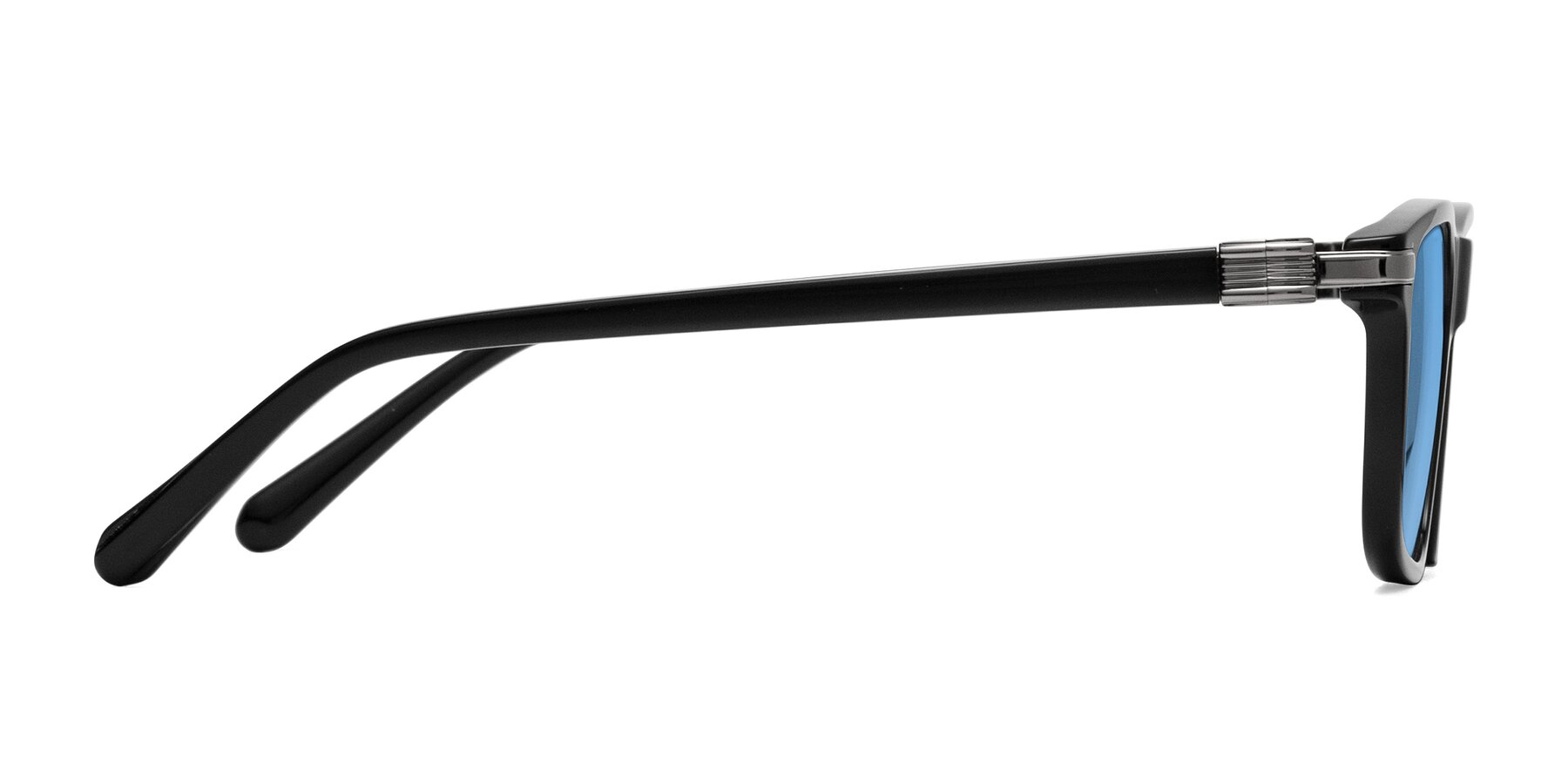 Side of Sutton in Black with Medium Blue Tinted Lenses