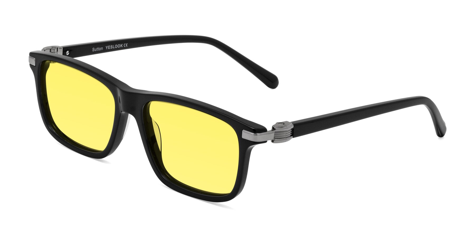Angle of Sutton in Black with Medium Yellow Tinted Lenses