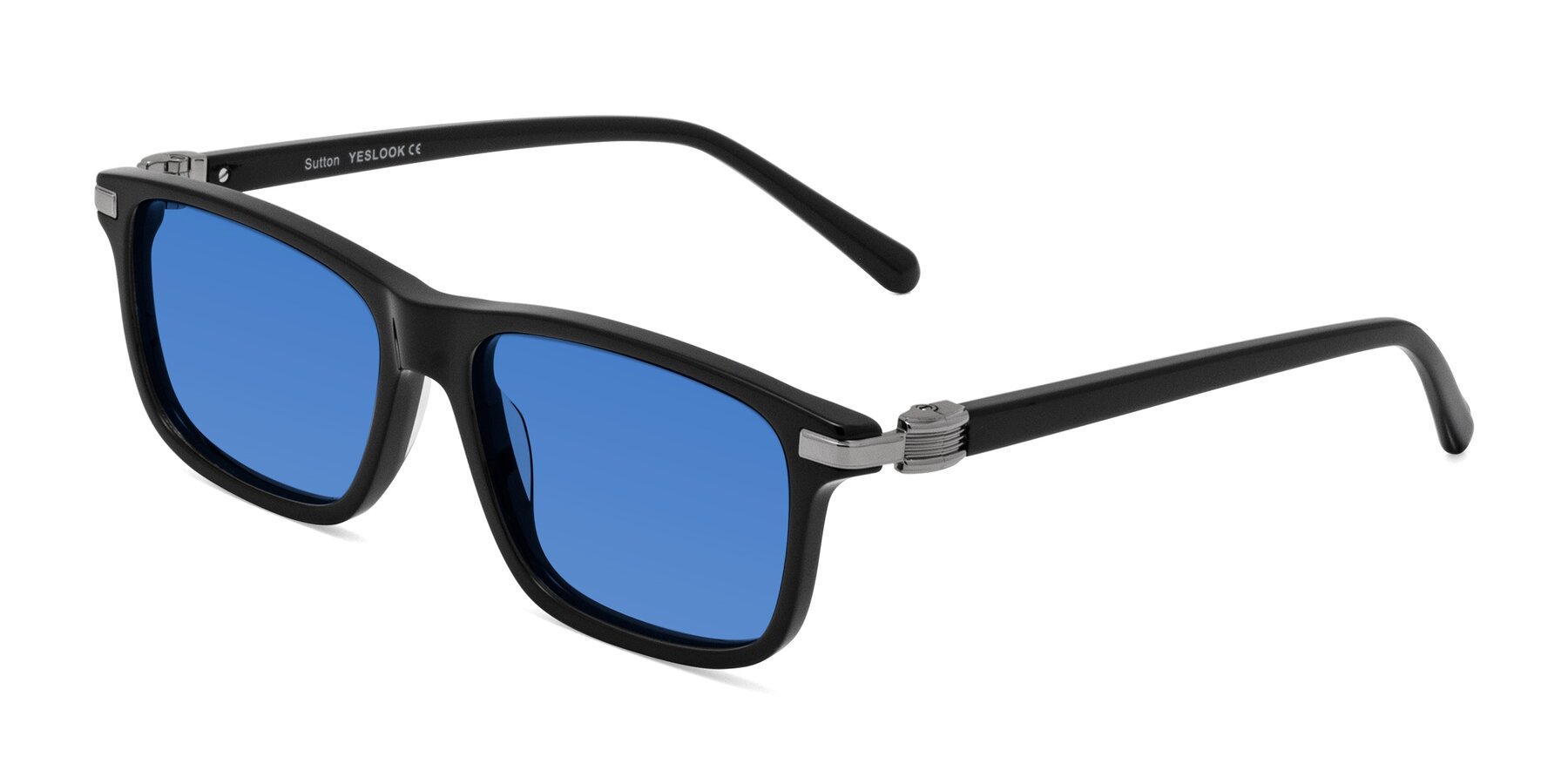 Angle of Sutton in Black with Blue Tinted Lenses