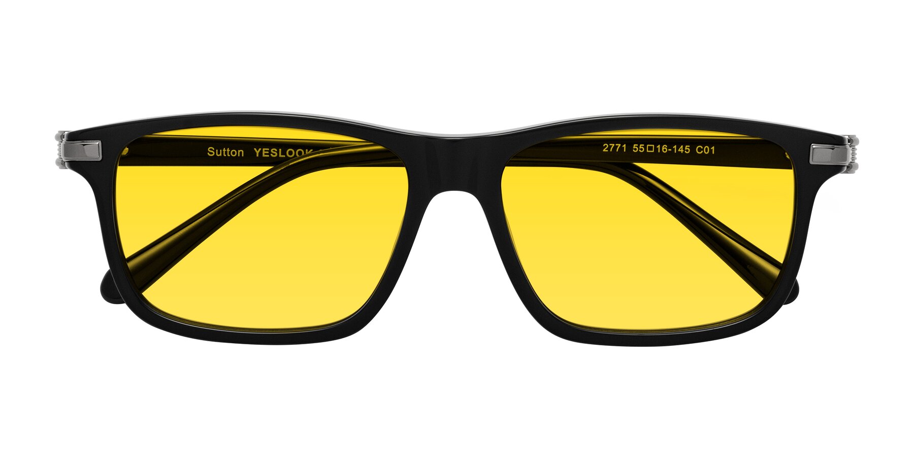 Folded Front of Sutton in Black with Yellow Tinted Lenses