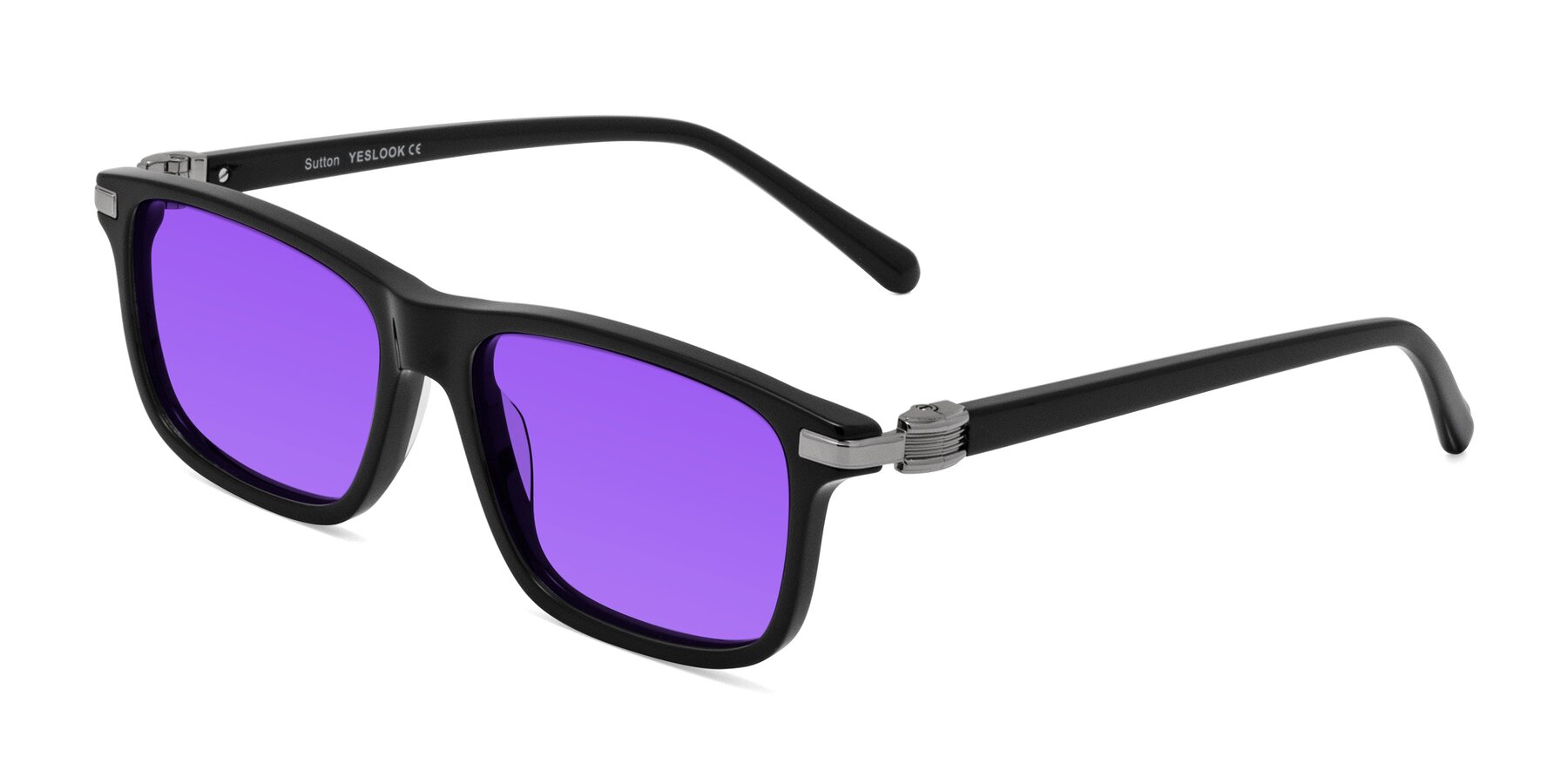 Angle of Sutton in Black with Purple Tinted Lenses