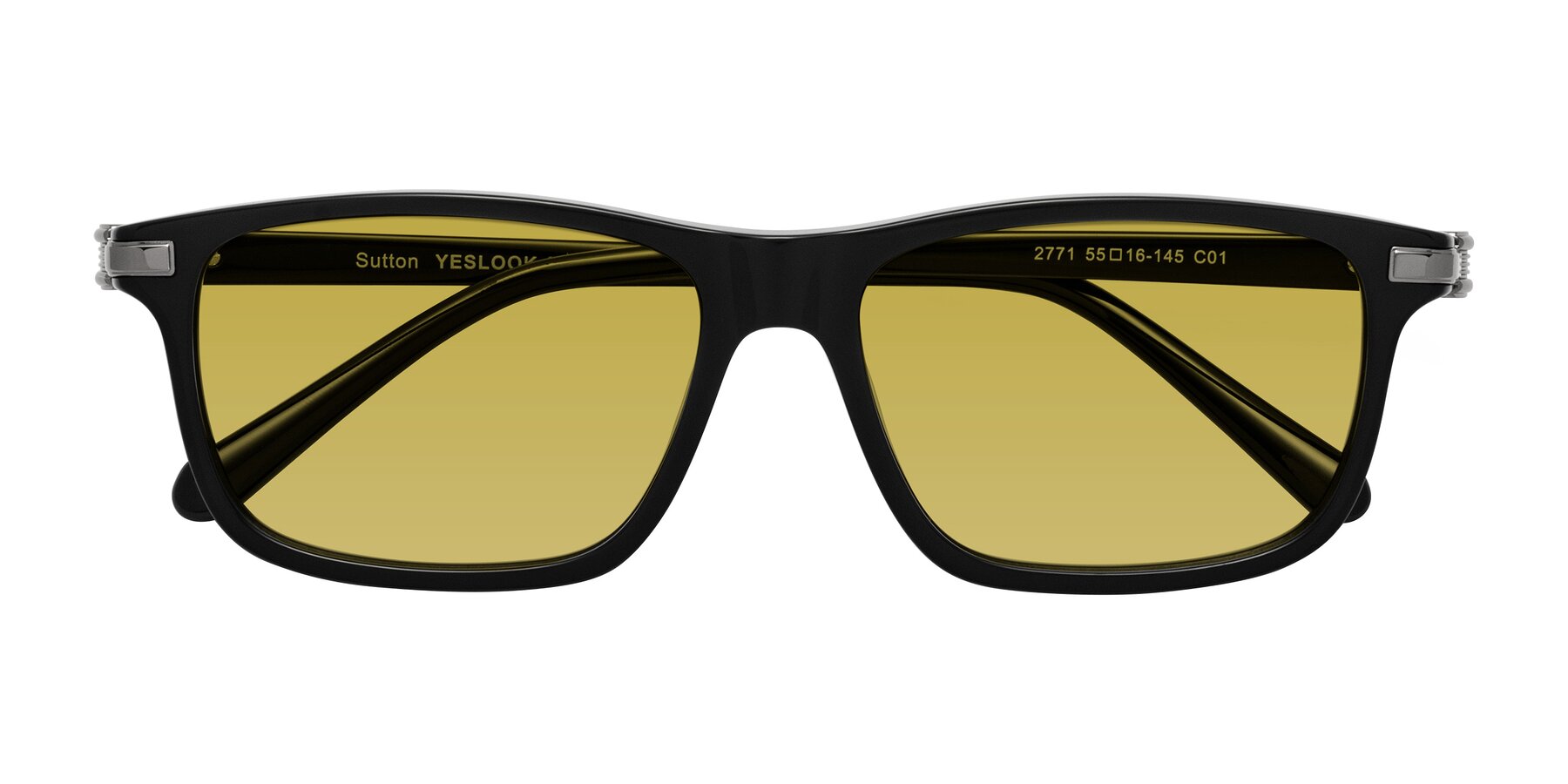 Folded Front of Sutton in Black with Champagne Tinted Lenses