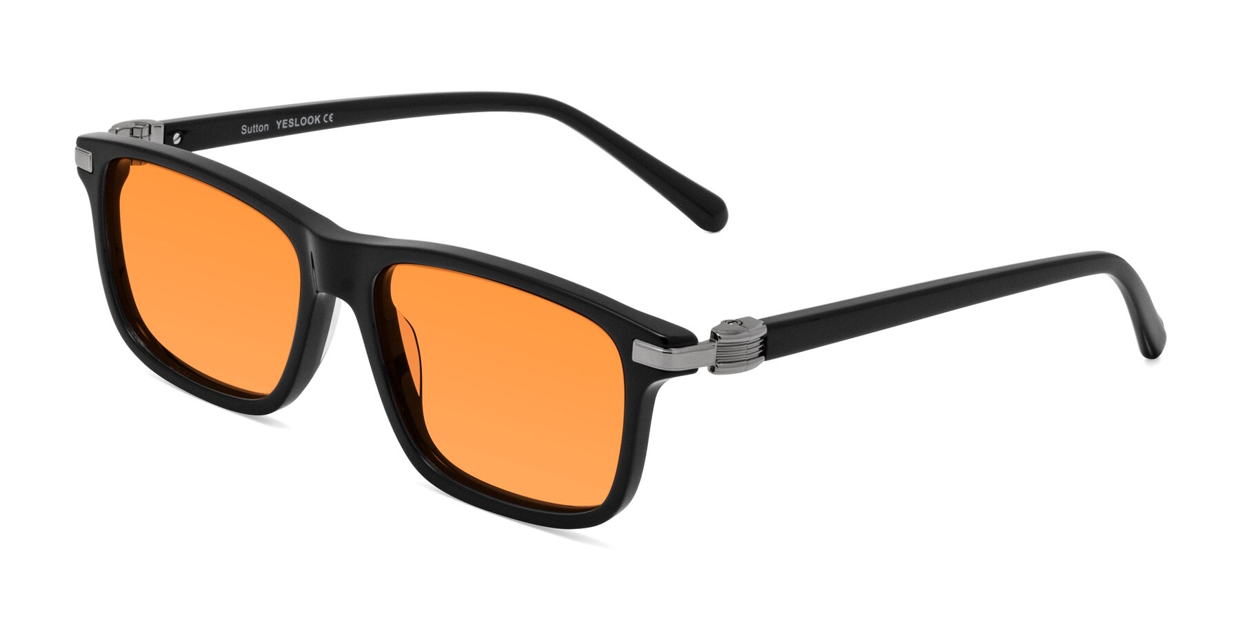 Angle of Sutton in Black with Orange Tinted Lenses